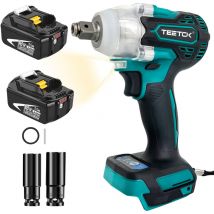 Teetok - Schlagschrauber, bürstenloser drahtloser Schlagschrauber, mit 1/2 'Treiber 21V 320N. m Drehmoment, 2-Buchsen, 19mm 21mm, 2 5500mAh Batterien
