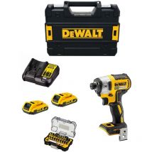Dewalt - Schlagschrauber DCF887D2T (2 x 2,0 Ah + DCB107 + tstak ii) + Set mit 32 Schrauber bits Impact Torsion