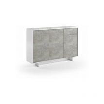 Schlankes Sideboard Mit 3 Türen, Schublade Und Drei Innenregalen In Zementweiß