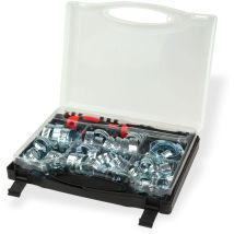DEMA Schlauchklemmensatz 50 tlg. – Spannbereich 7-44 mm, 12x 7-16 mm, 12x 10-23 mm, 10x 19-27 mm, 7x 16-32 mm, 5x 21-38 mm, 3x 19-44 mm – Koffergröße 