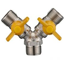 Ontway - Schlauchverbinder, Gasventil, Schlauchverteiler, Doppeltes Messing – 2-wege