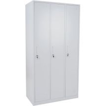 HHG - Schließfach Preston T829, Spind Wertfachschrank Schließfachschrank, Metall 3 Fächer grau