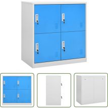 The Living Store Schließfachschrank Hellgrau und Blau 90x45x92,5 cm Stahl - Schliessfachschrank - Metallschrank - Bürobedarf - Garderobe