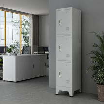 [en.casa] - Schließfachschrank Joroinen mit 3 Türen Stahl pulverbeschichtet 180x38x45 cm Grau