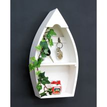 Dandibo - Schlüsselboard mit Ablage Boot 93542-XL Schlüsselhaken Wandregal 38 cm Schlüsselleiste Schlüsselkasten