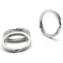 Ontway - Schlüsselanhänger 30mm ø, flaches Design, 2,5mm breit, vernickelter gehärteter Stahl [25 Stück]
