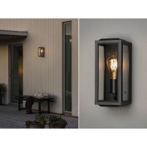 Schmale LED Außenwandlaterne aus Stahl Schwarz mit Klarglas, Höhe 30cm