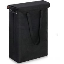 Schmaler Wäschekorb mit Deckel (schwarz) – 45 l – großer, atmungsaktiver und faltbarer, schmaler Wäschekorb – großer Aufbewahrungskorb für Kleidung,
