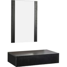 Schminktisch geriffelt mit Schublade und Spiegel Hängemöbel Farbe Schwarz Modell Velia