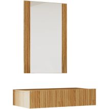 Schminktisch geriffelt mit Schublade und Spiegel Hängemöbel Farbe Eiche Alba Modell Velia