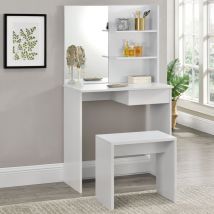 [en.casa] - Schminktisch Katrineholm mit Spiegel und Hocker Weiß en.casa