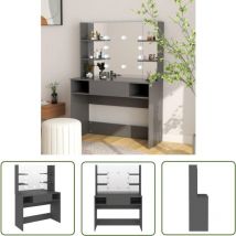 The Living Store Schminktisch mit LED-Beleuchtung 100x40x135 cm mdf Grau - Schminktisch - Kosmetiktisch - led Beleuchtung - Makeuptisch