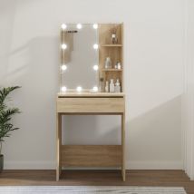 Schminktisch,Frisiertisch,Schminkkommode mit led Sonoma-Eiche 60x40x140 cm CCA319104