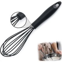 Bluedeer - Schneebesen Silikon, Schwarz Rührbesen, Silikondrähte Ballonschneebesen für Mischen, Schneebesen, Schlagen, Aufschäumen und Rühren(10