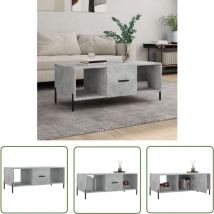 The Living Store Couchtisch Betongrau 102x50x40 cm Holzwerkstoff - Couchtisch - Wohnzimmerstil - Holzmöbel - Sideboard - Beton Grau