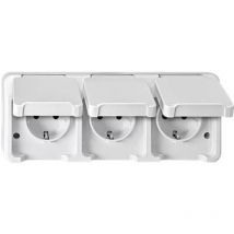 Merten - Schneider Electric 3 scomparti Interruttore per ambienti umidi Completo Presa schuko con coperchio a cerniera aquastar