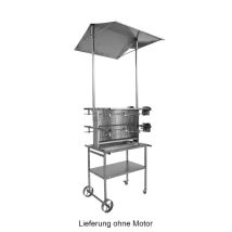 Schneider Grill - Schneider fahrbarer Vertikalgrill mit Dach Gesundheitsgrill 4-fach Edelstahl 66 cm breit Grillspieß