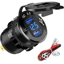 Schneller Usb-kfz-ladeadapter Mit Zwei Qc3.0-usb-anschlüssen, 12 V/24 V, 36 W, Wasserdicht, Mit Digitaler Led-voltmeteranzeige Für Motorrad, Lkw, Boot