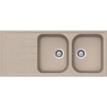 Schock Lavello Cucina Lithos D200 2 Vasche Con Gocciolatoio, Vasca Reversibile, Materiale Cristalite , Color Avena, 1160x500mm