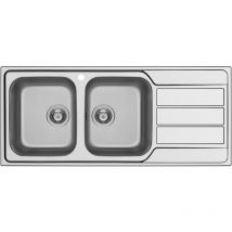 Lavello Cucina Master D200 2 Vasche con Gocciolatoio, Vasche Sinistre, Lavello in Acciaio Inox con Guarnizione Preinstallata, 1160x500mm - Schock