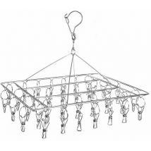 Dazzler - Séchoir à linge en acier inoxydable 36 clips, chaussettes coupe-vent, étendoir à linge pour vêtements de bébé, sous-vêtements, pantalons,