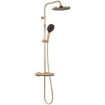 Duschsystem glaia mit Thermostat, Duscharmatur Komplettset mit Regendusche, Mattgold - Schöner Wohnen-kollektion