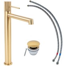 Schöner Wohnen-kollektion - Waschtischarmatur kadia l, Wasserhahn geeignet für Aufsatzwaschbecken in Ihrem Bad, Mattgold