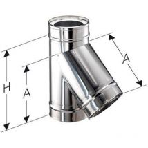 Schiedel - Schornstein T-Stück Feuerungsanschluss 45 Grad Edelstahl dw dn 130