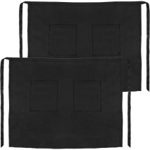 Schort Kellnerschürze 56 x 47cm für Taille. Hüftschürze schwarz mittel mit 2 Taschen 2-pack - Primematik
