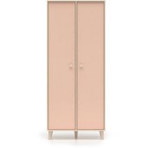 Petits-meubles - Schrank Alycia mit 2 Türen, Beige - Korallenrosa - Holzoptikeffekt, 190cm
