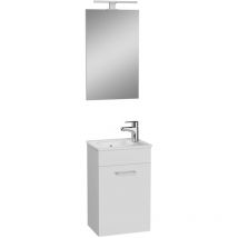 Vitra - Mia Waschbeckenunterschrank 39x61x28 cm für Badezimmer mit Spiegel, Waschbecken und LED-Beleuchtung, Weiß glänzend (MIASET40B)