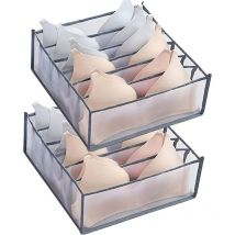 Ymyny - Schrank-organizer – 2er-pack – 6 Boxen – Grau – Schranksystem – Kleider-organizer – Netz – Ablage Für Unterwäsche, Bhs, Socken Mumu