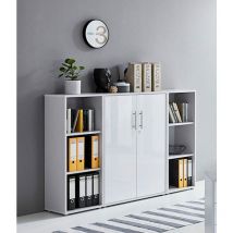 Bmg Möbel Abschließbare Regalwand/schrankwand, Office Edition Set 2, Grau/ Weiß Matt