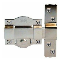 FAC Elektroschloss 300-r/80n rechts – vernickelte Oberfläche – 25 x 10 mm Stahlplatte – 2 mm Stahlplatte – 40 mm Messingzylinder