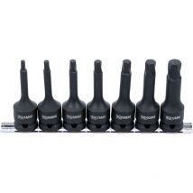 Schraubenausdreher-Satz Antrieb Innenvierkant 12,5 mm (1/2") für defekten Innensechskant 4 - 12 mm 7-tlg.