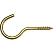 Schraubhaken mit Holzgewinde gebogen 2,3x20 Stahl vermessingt