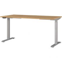 Schreibtisch 160cm, elektrisch höhenverstellbar, Eiche/silber, JESOLO-01