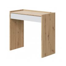 Schreibtisch 82x40 cm nordische Eiche und Mattweiß mit einer Schublade - Gratteri
