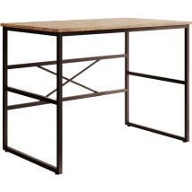 Design Ameublement - Schreibtisch Computertisch Bürotisch Industrie-Design Büromöbel Laptoptisch Gestell aus Metall Matt Schwarz und Holz-Optik