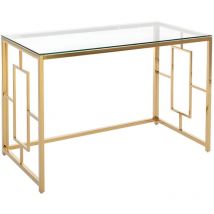 Schreibtisch - Glas & Stahl - Goldfarben & Transparent - CLOTILDE von Pascal Morabito