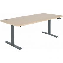 Schreibtisch HHG-766, Computertisch, elektrisch höhenverstellbar 160x80cm 53kg mvg hellbraun, anthrazit-grau
