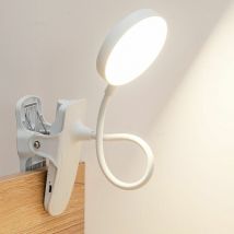 WAY - Klemm-Schreibtischlampe, led 3-Farben, stufenlos dimmbar, Klemmlampe für Bett, 360° flexible Leseleuchte, Lesebuchleuchte, mit Ständer,