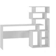 Schreibtisch Ligure, Mehrzweckschreibtisch, Bürotisch für pc, Eckschreibtisch, 158x40h135 cm, Weiß