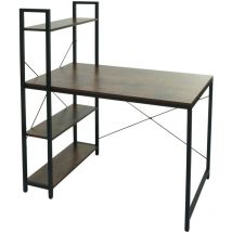 Hhg - Schreibtisch Mit Regal 669, Laptoptisch Bürotisch Arbeitstisch, 100x60cm Metall Mdf Braun