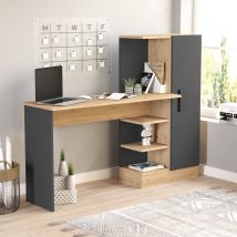 [en.casa] - Schreibtisch Mit Schrank Varhalo 120x153x40 Cm Eichenoptik/anthrazit