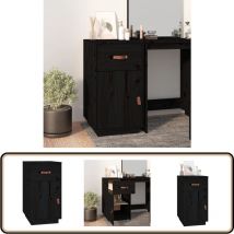 Vidaxl - Schreibtisch-Schrank Schwarz 40x50x75 cm Massivholz Kiefer - Schreibtischschrank - Holzschrank - Kiefernholzsschrank - Wohnzimmermöbel