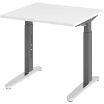 Bümö Schreibtisch Serie-xb Quadrat: 80 X 80 Cm Weiß Graphit/alu
