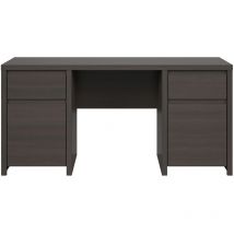 Schreibtisch Soren mit 2 Schubladen und 2 Türen, Dunkles Holzoptik, 65cm