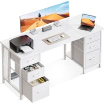 Schreibtisch Coleshome 160x52cm Weiß 6 Schubladen Home Office