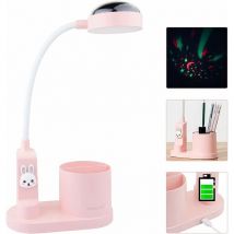Schreibtischlampe für Kinder, Studiertischlampe mit Stifthalter, Nachttischlampe mit automatischem Farbwechsel, wiederaufladbare dimmbare
